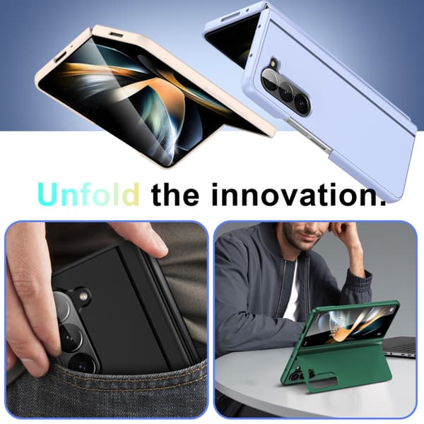 Compatible with Z Fold7, suitable for Samsung foldable screen phone case, invisible magnetic stand, anti-drop protective case, deep purple