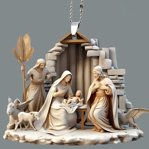Julkrubba Hängare, Julgransdekoration | Julkrubba Prydnad, 3D Akryl Julkrubba Prydnad