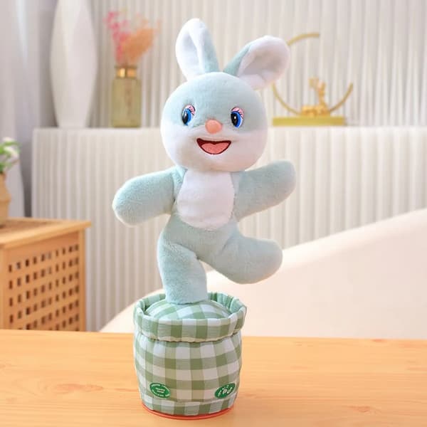 Dancing Rabbit Cow Interactive Learning Musical Talking Repeat Talking Stuffed Animal Gift Same Intelligent Cactus(D) color Blue Rabbit