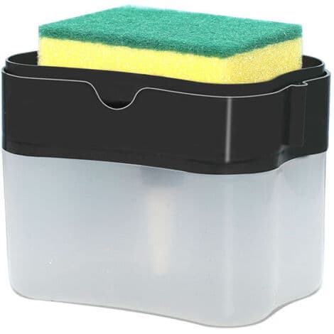 Flasktvåldispenser, för flytande och kökssvamp (1 st, svart)