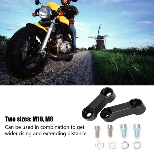 Motorcycle Rearview Mirror Adapter Kit Riser Bracket Extender 10mm/8mm