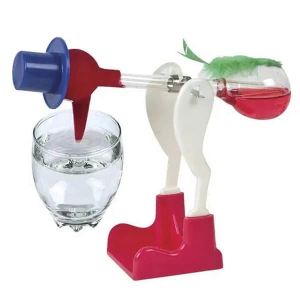 Drinking bird with liquid, perpetual motion machine, balance, drinking water bird, continuous, educational for children Blue