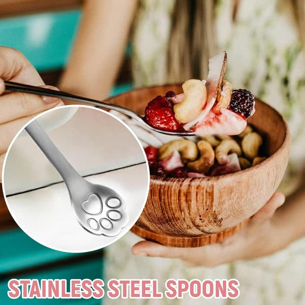 Stykker Kattepote-ske, Katte-espressoskeer, Dessertske i rustfrit stål