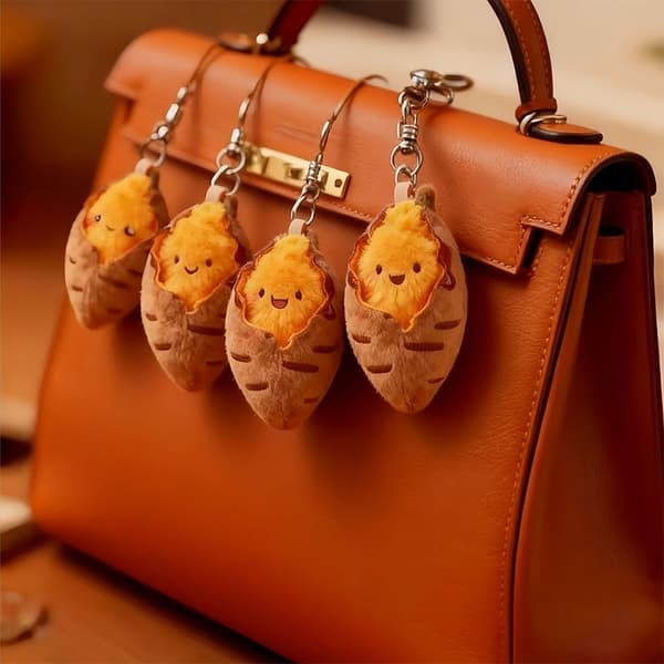 Funny e Cartoon Roasted Sweet Potato Keychain Bag Pendant