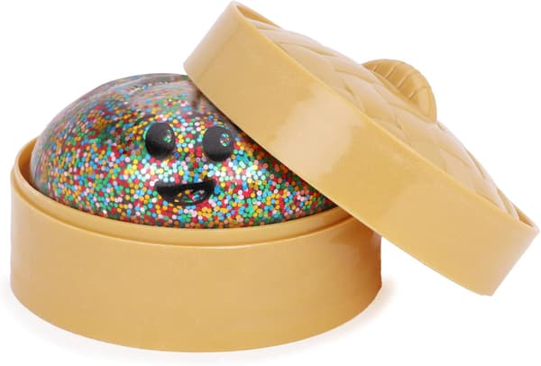 Toyland® Regnbueglitrende Squishy Bao Dumpling Sensorisk Fidgetlegetøj med Plast Dampkasse - Klemmelegetøj til Børn - Alder 3+ Shiny Green