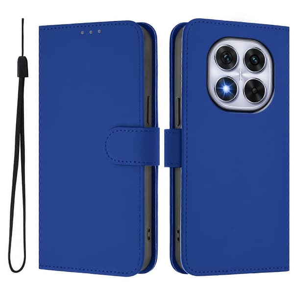 Ensfarget PU-deksel til Redmi Note 14 Pro 5G / 14 Pro+ 5G Dark Blue