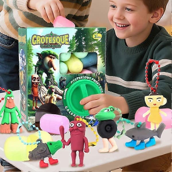 6-pack Brainrot italienska Gashapon-leksaker, roliga Mystery Egg Blind Box-samlarobjekt för barn Glod
