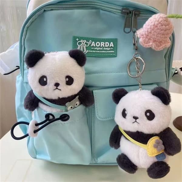 Panda Kawaii Nøglering, Sæt med 2 Søde Vedhæng Bilnøgle Håndtaske