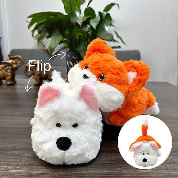 Creative Reversible Plush Toy 2-in-1 Double-Sided Character Educational Gift for Kids 35cm Soft Stuffed Animal C C one-size