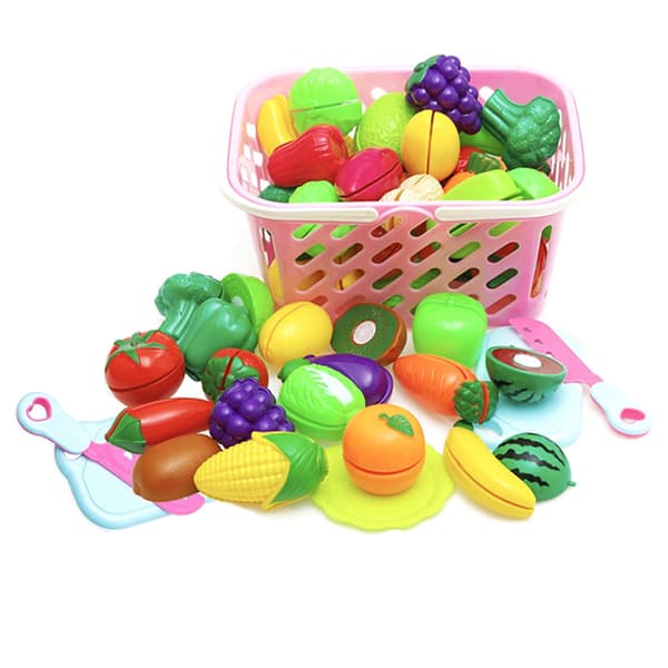 23PCS Toy Kitchen Simulation DIY Fruit Vegetables Cookware Toy for Kids Education