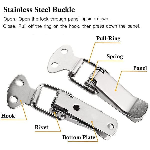 8 pcs. Stainless Steel Toggle Latches with Screws, 56mm Lever Latch, Spring Latch, Lock