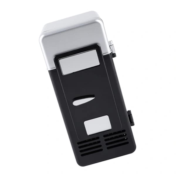 LED Mini USB Refrigerator for Drinks and Cans Black Portable Cooler and Warmer Black