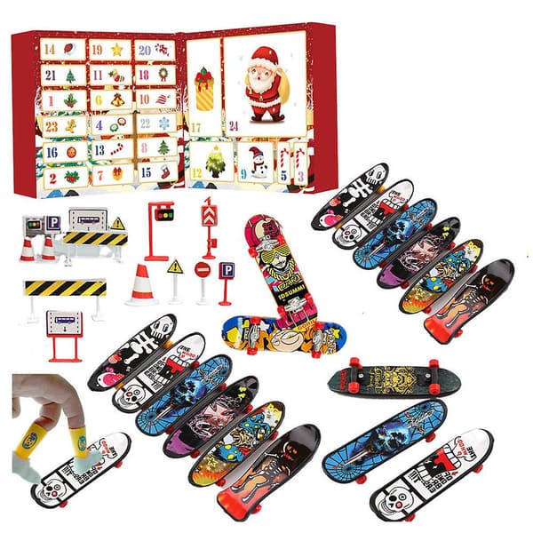 Fingerboard overraskelsesboks julekalender - 24 dager jule-nedtelling overraskelsesgave til barn
