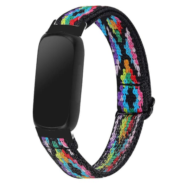 DB Armbånd til Fitbit Inspire 3 Nylon Elastisk Flettet Solo Loop Sportsurrem med Sort Stik - 4# 14