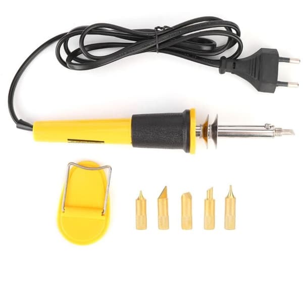 40W Electric Pyrography Pen - 400℃ Temperature Rubber Handle 5 Replaceable Tips 220V EU Plug