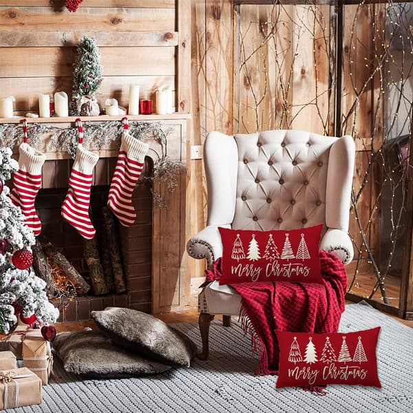God Jul Kuddfodral Bondgård Jul Prydnadskudde Lumbar Kuddfodral