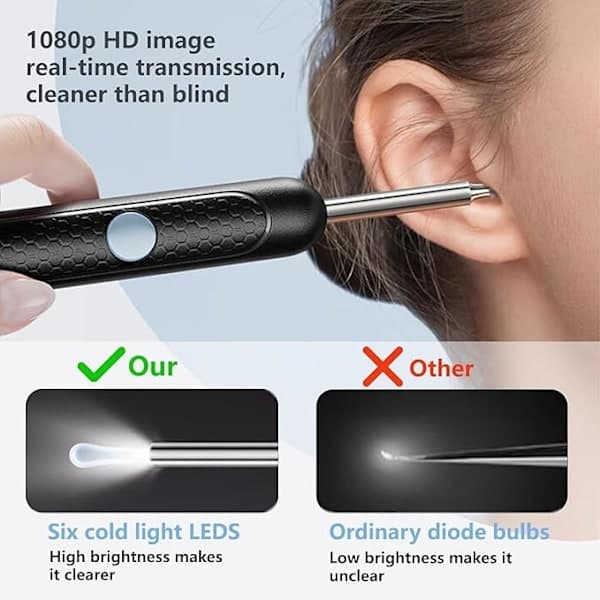 Ear Wax Removal Tool Camera - R1 D Anti-fall Off Earplugs Ear With Camera, Wireless With 1080p Hd Ear