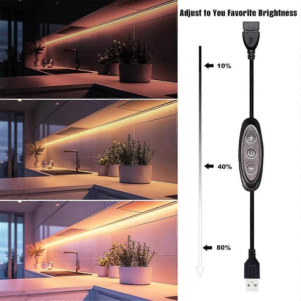 5V USB LED Dimmer Switch, 10-step dimming, female to male, 2-pack USB-powered dimmer for 5V Single