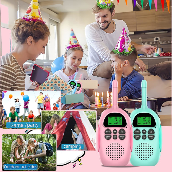 Walkie talkies för barn Uppladdningsbar 1500 mah lång räckvidd Walkie talky för pojkar, flickor, med 22 kanaler 2-vägs radio och LCD-skärm, present till leksaker 2 st