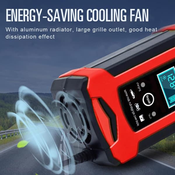 Batterilader Digitalt Display 12V 6A For Bil Motorsykkelbatteri