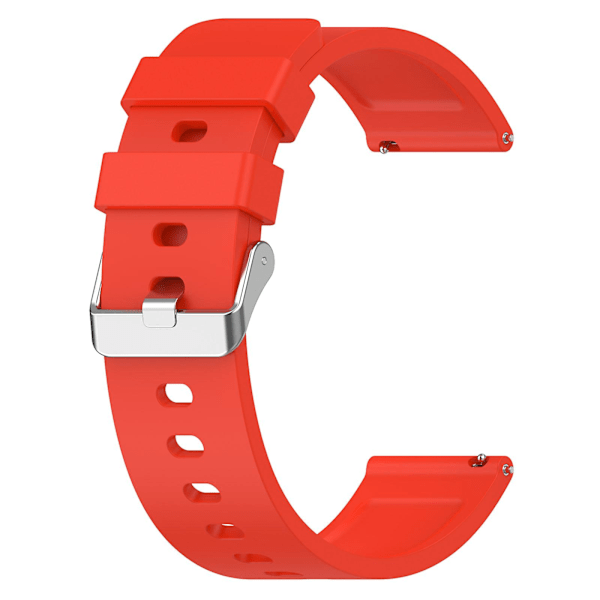 Silikonarmbånd for Garmin Venu/Venu 2 Plus/Venu Sq/Venu Sq 2, 20 mm klokkestropp med sølvfarget spenne i rustfritt stål Red