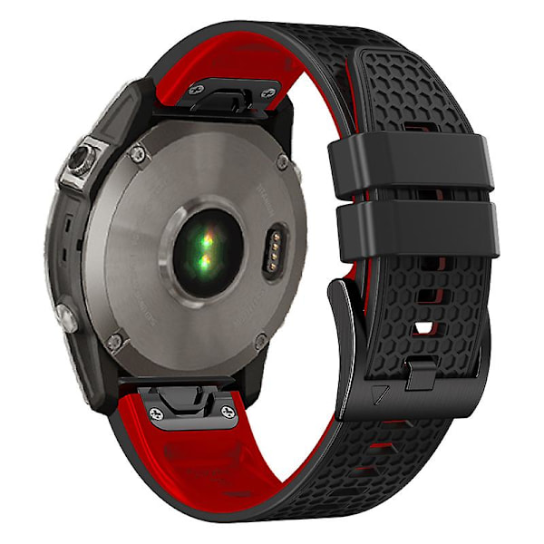 Dot Texture Silikonarmbånd for Garmin Tactix 7 Pro / Fenix 7x / 6x Pro / 5x Plus, 26mm Dual-color klokkestropp Black Red