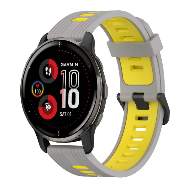 20 mm silikonikellon watch Garmin Venu 2 Plus -puhelimeen Grey Yellow