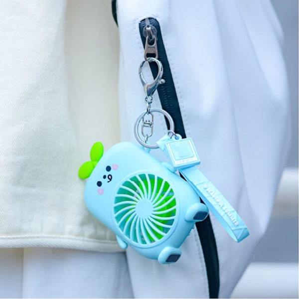 Nøglering Mini Fan, Genopladelig Personlig Fan, Summer Creative Usb Charging green