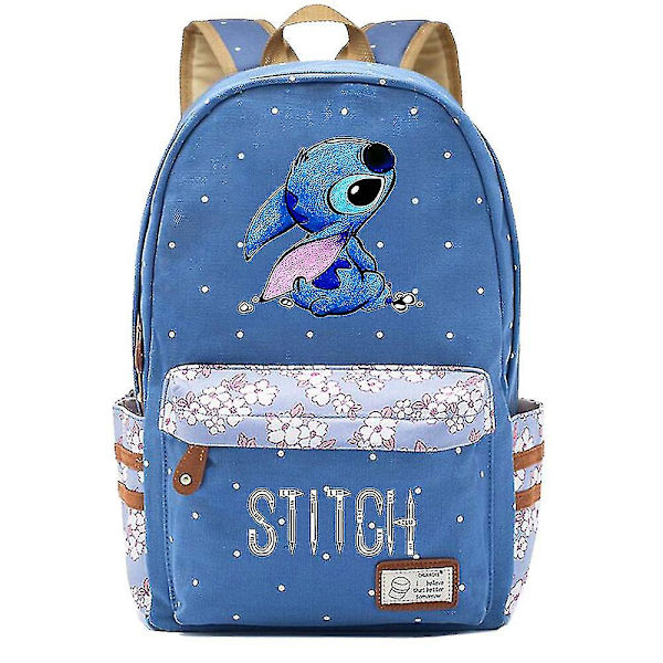 Ny Kawaii Stitch Gutt Jente Barn Skolebok Vesker Dame Bagpack Tenåringer Skolesekker Lerret Reise Laptop Ryggsekk Blue 3