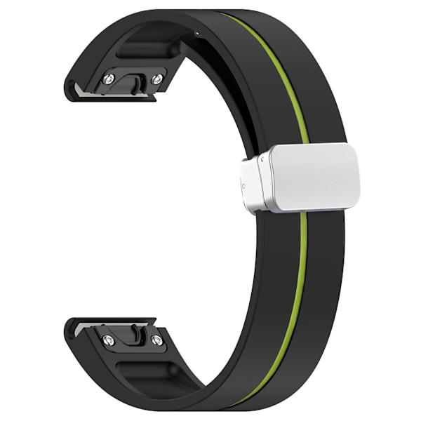 Silver Buckle Silikonband 26mm Klockarmband För Garmin Tactix 7 Pro / Fenix 7x/6x/6x Pro/5x Plus Black Lime