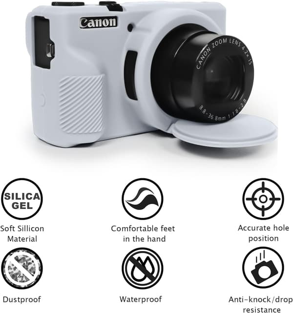 Etui - For Canon Powershot G7X Mark Iii digitalkamera, med avtakbart linsedeksel (grå)