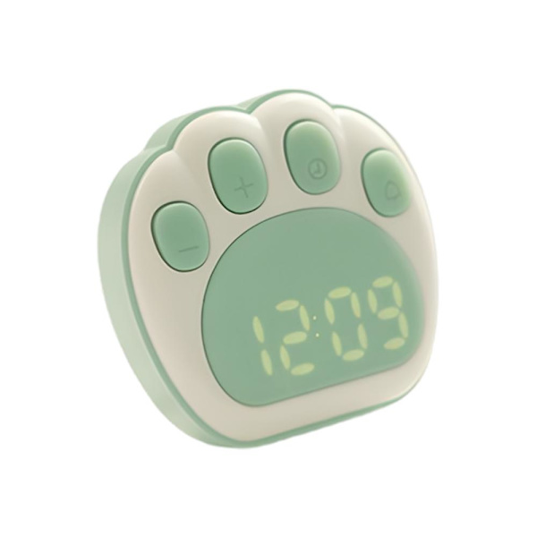 LED Cute Cat Claw Vækkeure Tre grupper Alarmerende Dato Tid Visning Elev Barn Bord Skrivebord Digitale ure Hjemmekontorindretning green