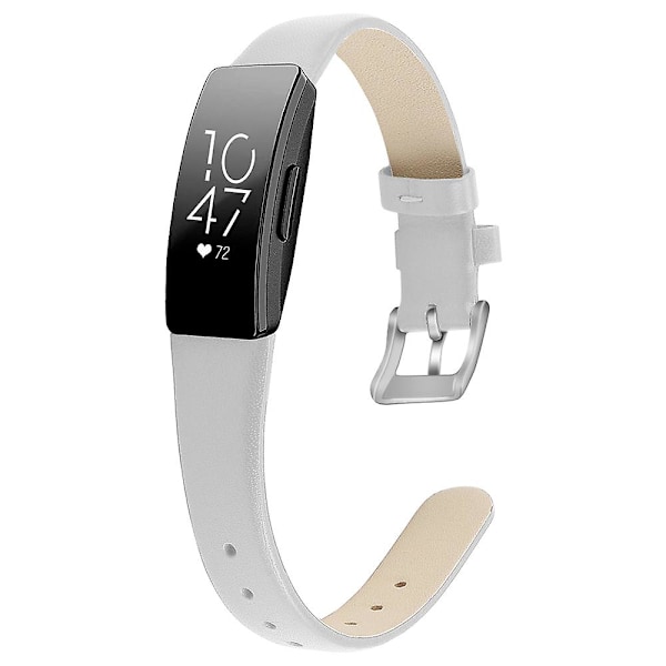 För Fitbit Inspire / Inspire HR Smart Watch Band Toppskiktsläder Armband, STORLEK L-6,7-8,1 tum White