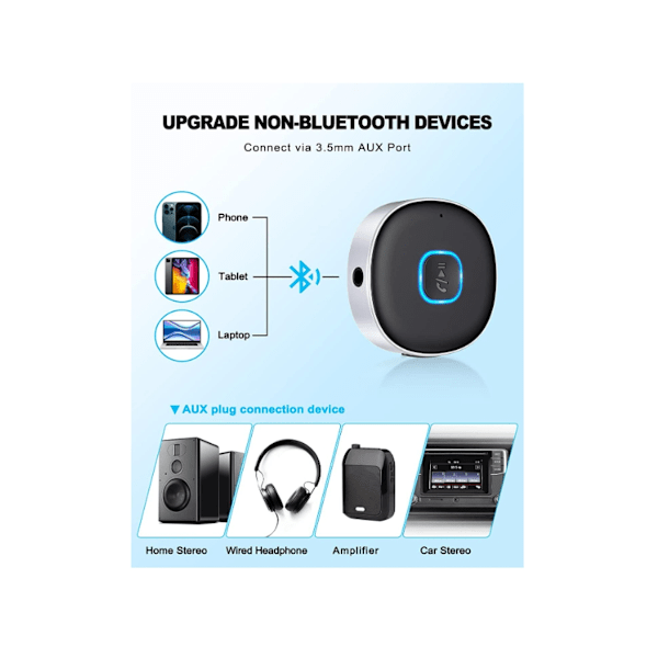Bluetooth Bil Aux Adapter, Mini Bluetooth 5.0 Mottagare, Bluetooth Bil Aux Adapter, Handsfree-samtal,