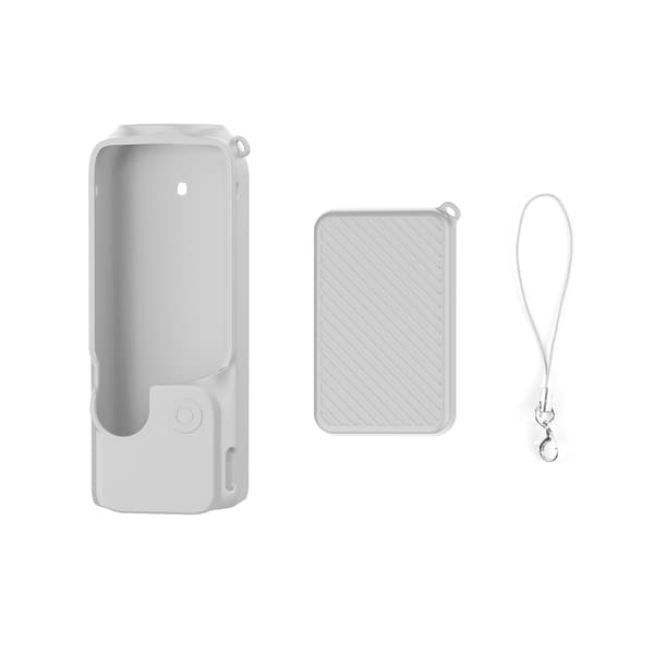 Silikonbeskyttelsesdeksel - For Dji Osmo Pocket 3 Puluz 2-i-1 Dekselsett Med Stropp (Lys Grå)