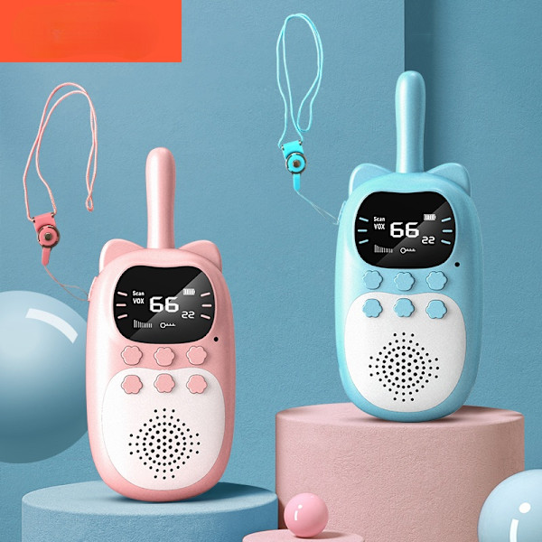 2kpl Walkie Talkie Kids Ladattava 1000mAh Akku lähetin-vastaanotin Lasten Langaton Puhelin Puhuva Lasten Syntymäpäivälahjat Poika Tyttö blue