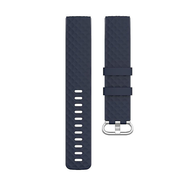 18mm Silverfärgat spänne TPU handledsrem armband för Fitbit Charge 4 / Charge 3 SE, Storlek: L Navy Blue