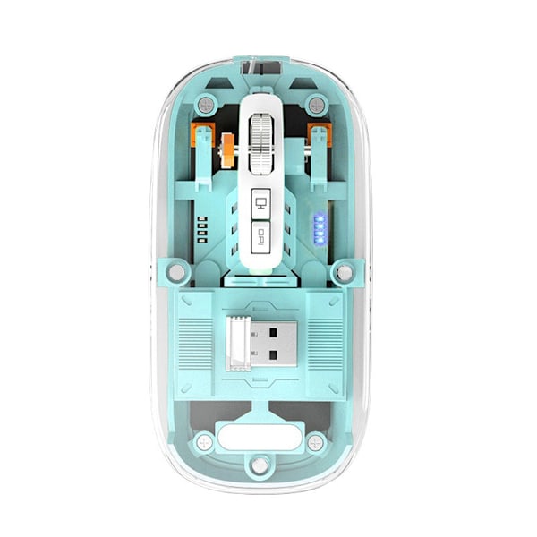 2.4G Transparent Bluetooth Gamingmus, Tre Anslutningslägen, Justerbar Dpi (Blå)
