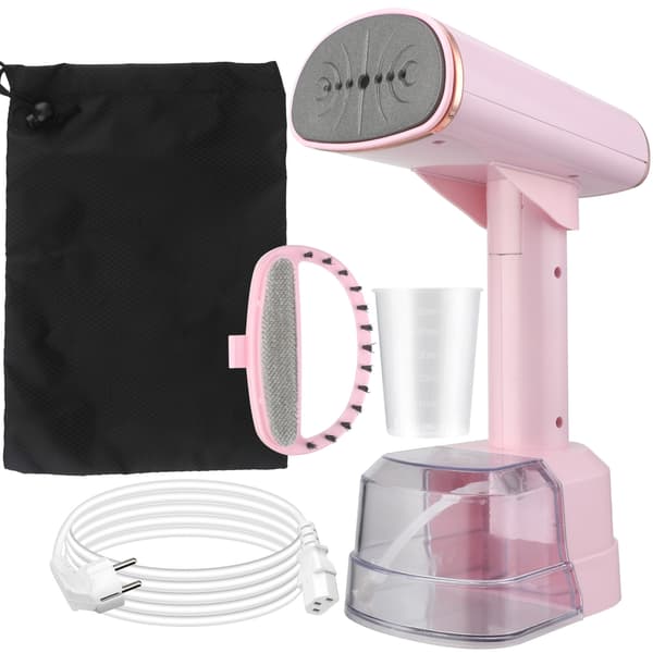 Klesdamper 1500W rask oppvarming, 400ml vanntank, LCD digitalt display (rosa)