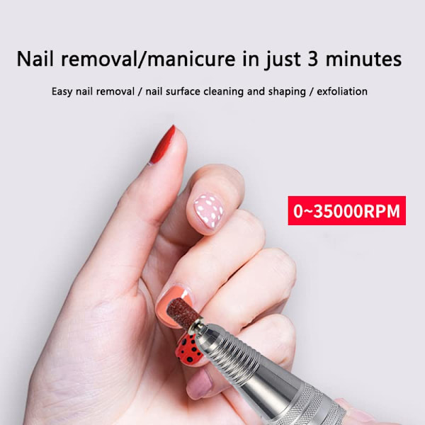 Elektrisk nagelfilmaskin, professionell uppladdningsbar 35000 varv/min nagelfil, med 6 bits (Rosa)