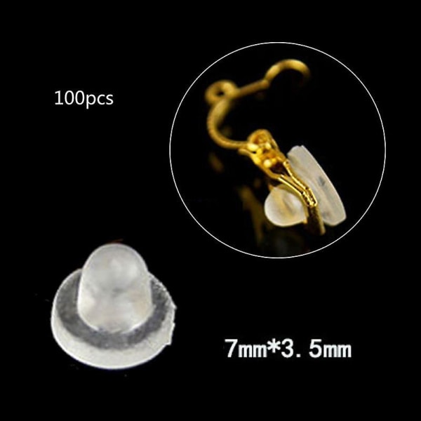 100 kpl Kirkkaat korvakorutyynyt Silikoni Comfort korvakorutyynyt korvakoruihin kiinnitettäville J 7mm*3.5mm S