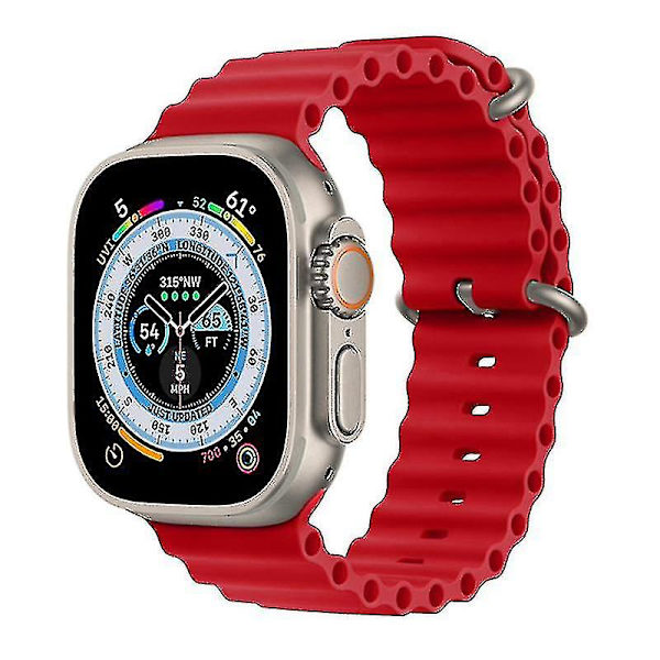 Remme til Apple Watch Series 8/7 41mm/Series 6/5/4/SE/SE (2022) 40mm/Series 3/2/1 38mm Ocean Red, Red F Apple Watch SE (2023)