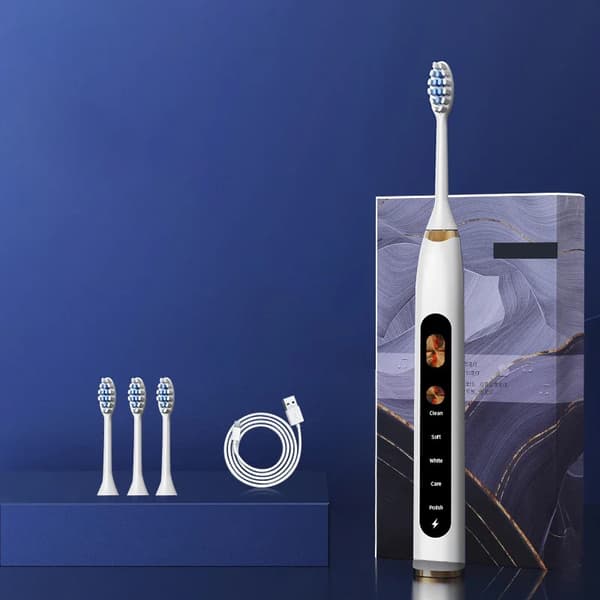 Sähköhammasharja - 5 tilaa, USB-lataus, 4 harjaspäätä (valkoinen)