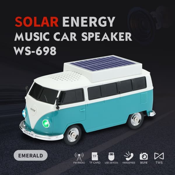 Bluetooth-høyttaler Ws-698 Buss, Solcellelading Med Tf Usb Fm Aux Tws (Grønn)