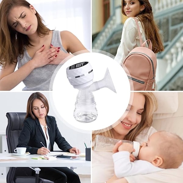 Bröstpump med LED-display, 3 lägen, tyst bärbar pump för nya mammor, vit
