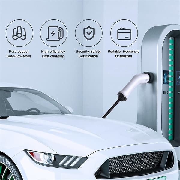 EV-stik 16A Type 2 hanstik til Schuko-stikdåse EV-opladningsadapter til EV-ladestation Elec