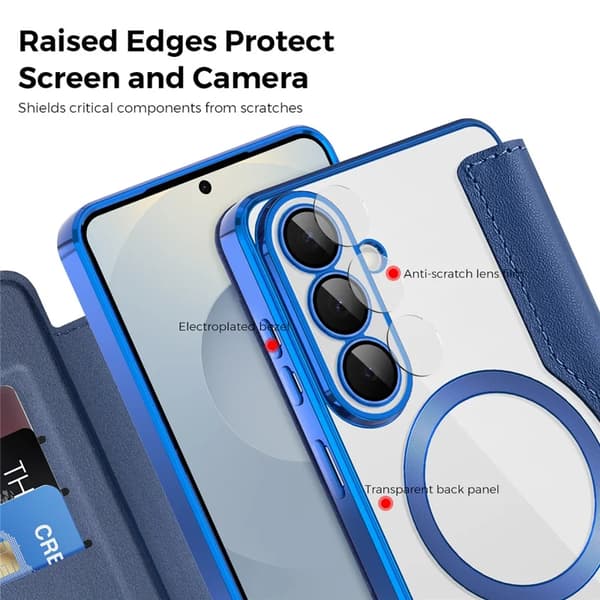 Etui til Samsung Galaxy S26 Plus, Magnetisk Etui RFID Blokerende Kortholder (Royal Blå)