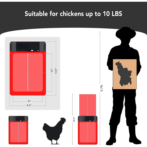 Automatisk hønsegårdsdøråbner Hønsehus lyssensor lukker Red