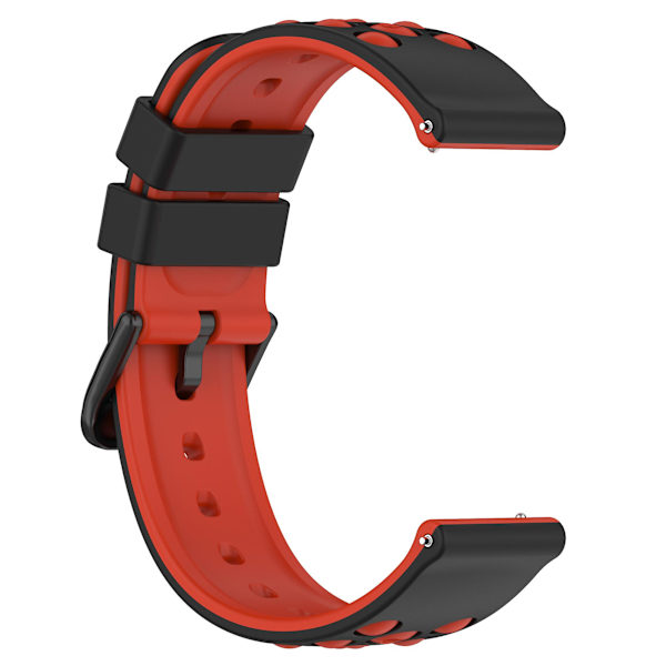 Til Garmin Venu 2 Plus/Venu Sq 2 Universal 20mm Blød Silikone Urrem Stort Hul Design Dobbelt Farve Urrem Black  Red
