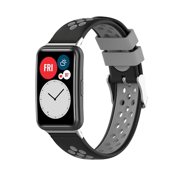 Huawei Watch Fit 18mm silikoninen kaksiväriranneke Black Grey